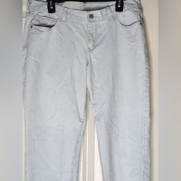 Old Navy Boyfriend 12 StripedBlueWhite FullLength 100%Cotton Pockets Women Pants - Picture 3 of 8